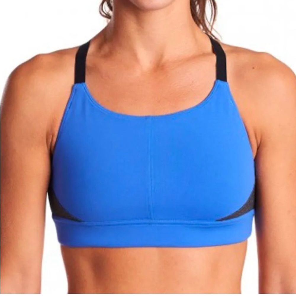 Oiselle Bae Bra sports running adjustable strap sz 4 royal blue grey so cute 🔥